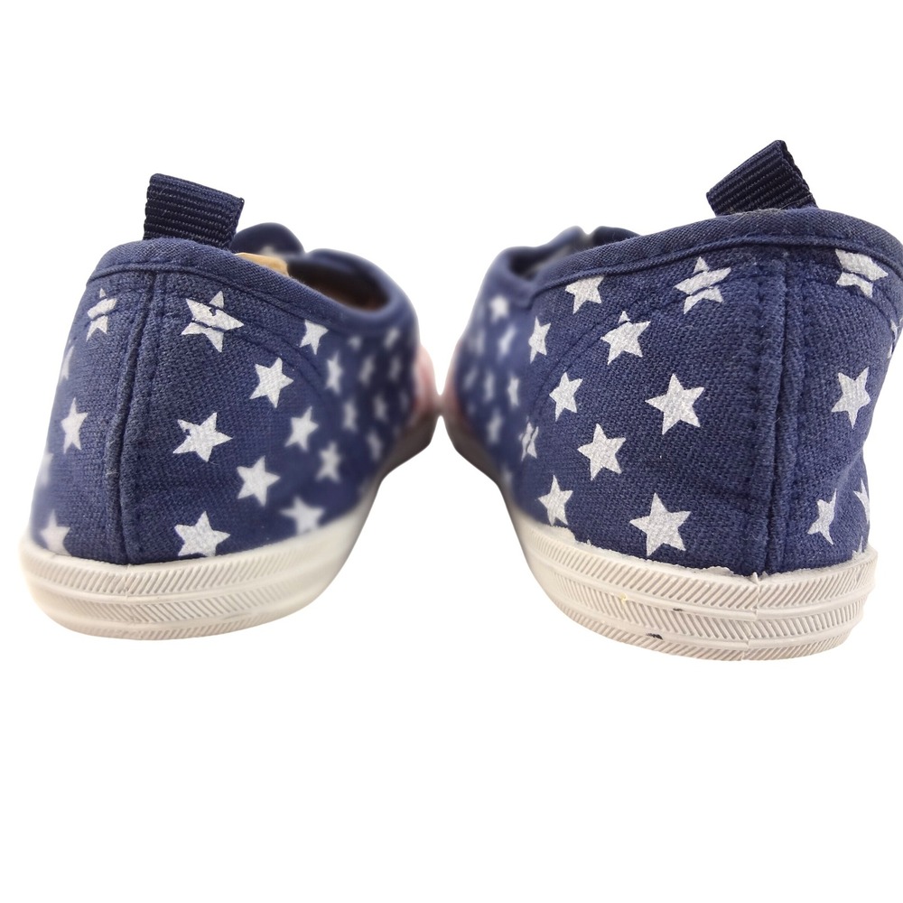 USA Womens 9 American Flag Canvas Lace Up Sneakers Red White Blue Stars Stripes - Picture 4 of 8